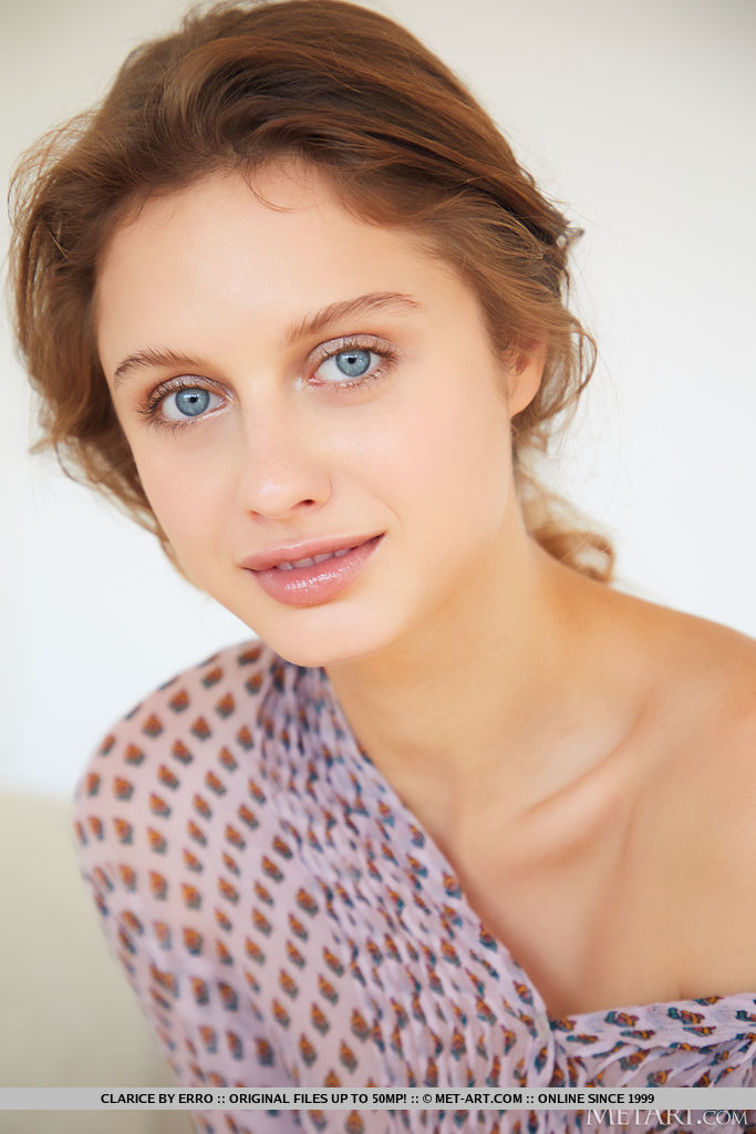 Clarice enticingly slip out off her cover up and unveil her slender physique and smooth pinkish coochie.